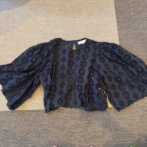 Chic Black Eyelet Blouse for Women
